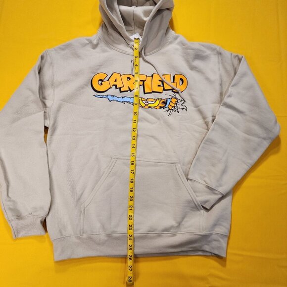 Garfield Nickelodeon Scratching Claws Hanging On Hoodie Sweatshirt Beige Size M - Picture 5 of 10